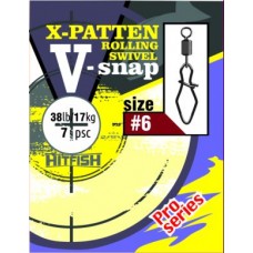 ЗАСТЕЖКА HITFISH X-PATTEN ROLLING SWIVEL WITH V-SNAP #06 17кг